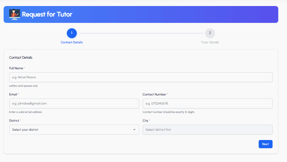 Step 1: Contact Details